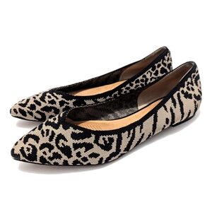 Corso Como Leopard Print Tan and Black Ballet Flats Pointy Toe Ballet Flats